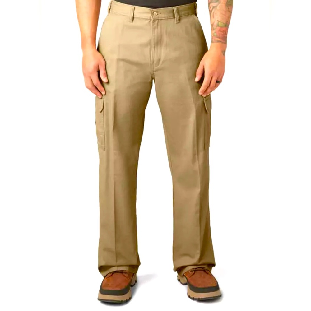 Dickies Twill Work Pants Loose Fit Straight Leg Cargo Men 34x32 Khaki